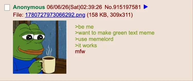 Example 1 4chan Green Text Generator post