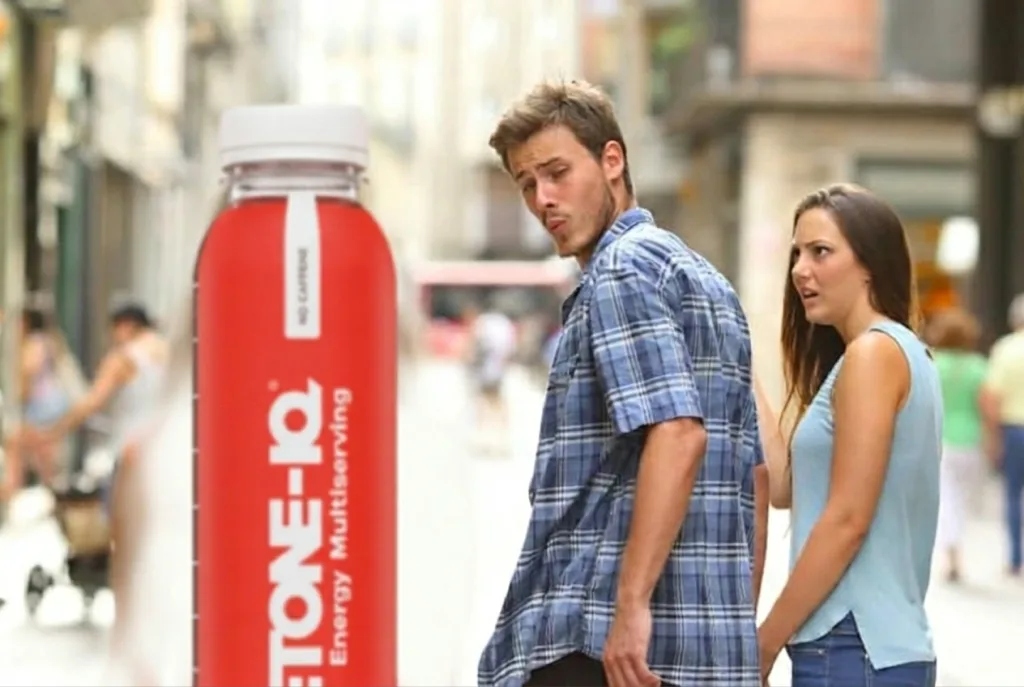 Distracted boyfriend brand meme ad example