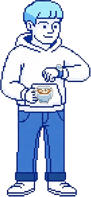 Busy marketer with coffee checking their watch