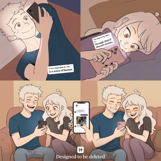 Anime-style app chat meme from a recurring app mission