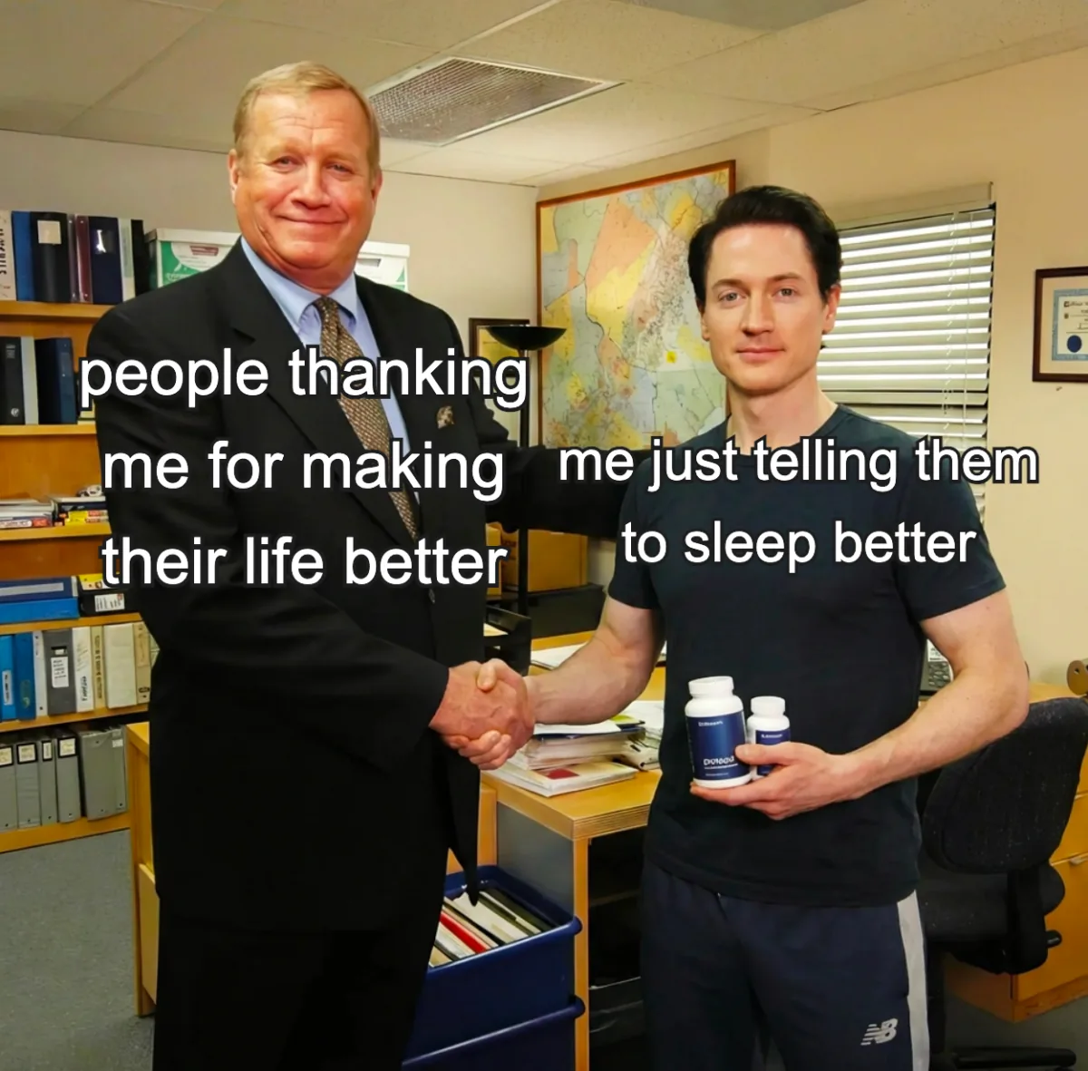Sleep better caption meme from a recurring app mission