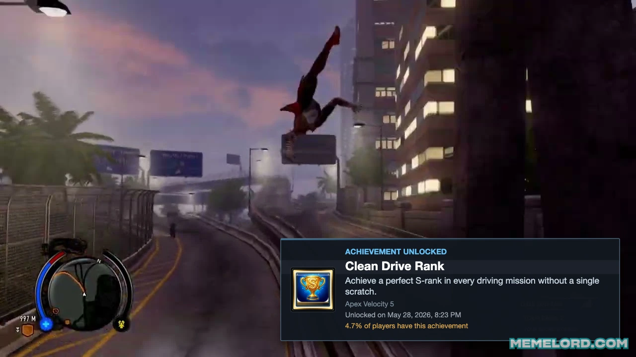 Clean Drive Rank achievement over a city stunt game screenshot