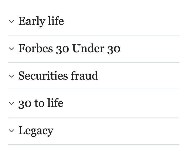 Wikipedia Story Creator Forbes 30 Under 30 article overview example